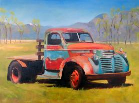 painting of a vintage gmc truck in Taos