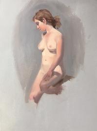 vignette painting of nude woman